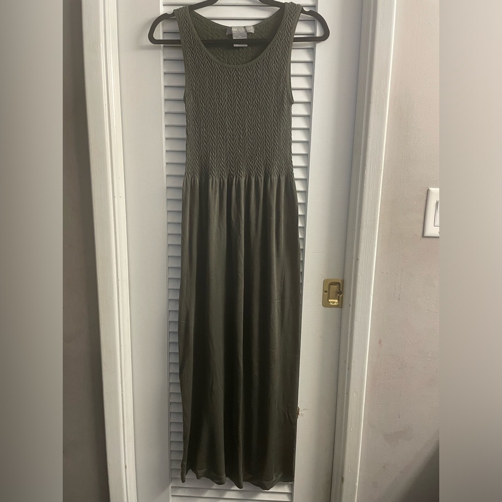 Lark + Grey Ultra Soft Olive Green Maxi Dress.Size S/M Forgiving Cut/Fabric